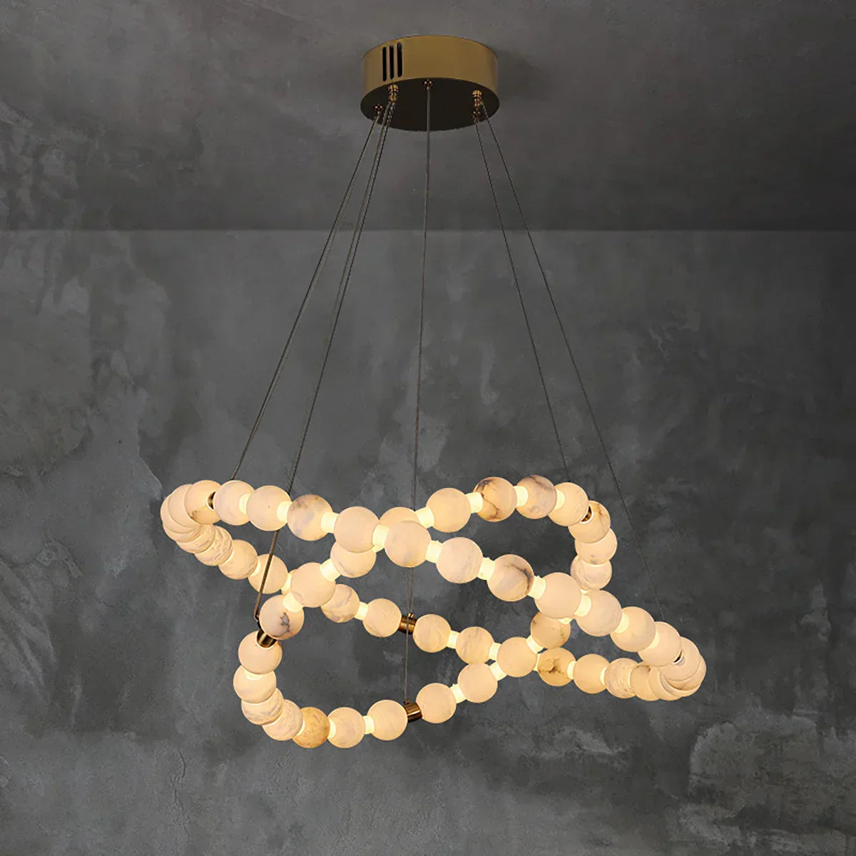 Pearl Alabaster Necklace Round Chandelier – Alabaster detail 27