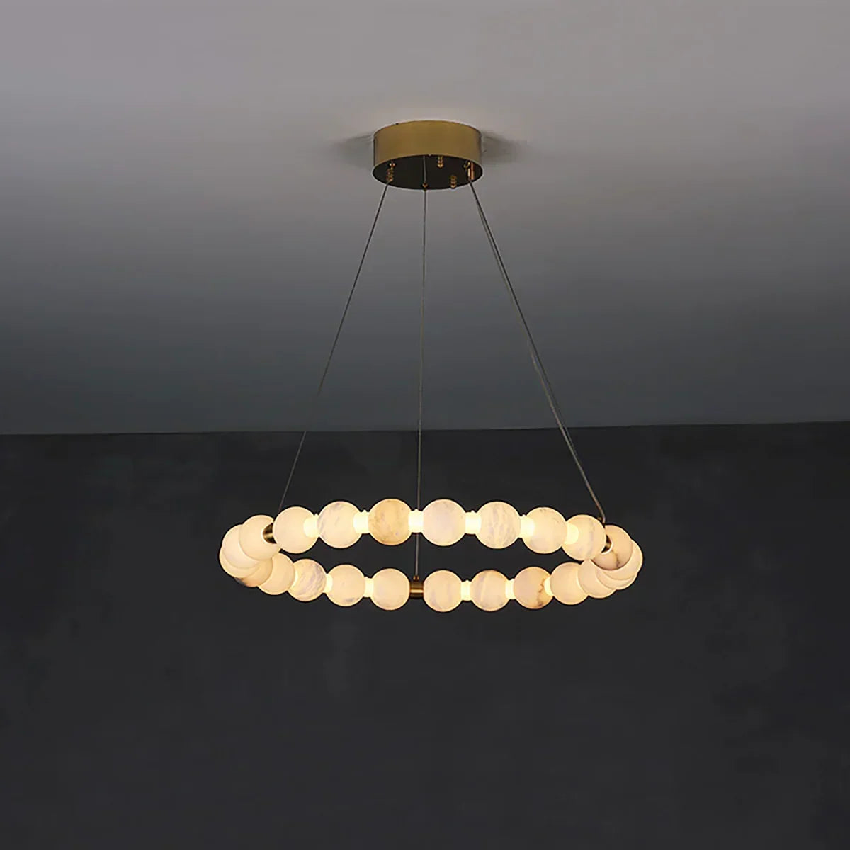 Pearl Alabaster Necklace Round Chandelier – Alabaster detail 22