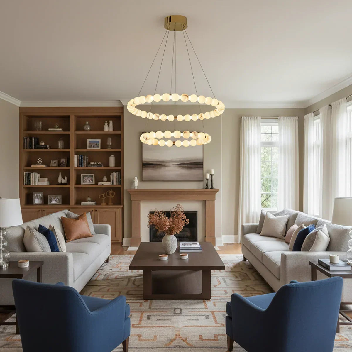 Pearl Alabaster Necklace Round Chandelier – Alabaster detail 9