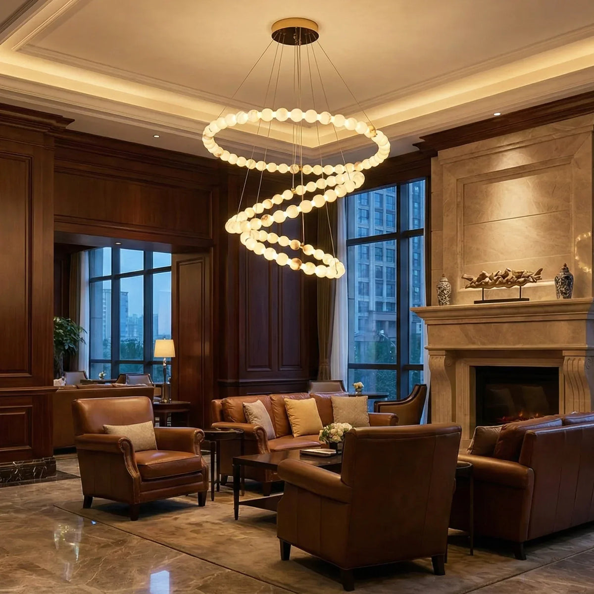 Pearl Alabaster Necklace Round Chandelier – Alabaster detail 5