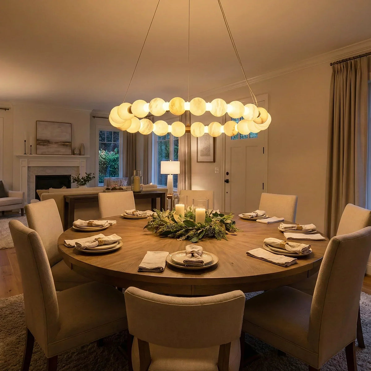 Pearl Alabaster Necklace Round Chandelier – Alabaster detail 15