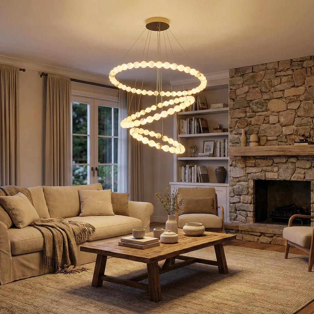 Pearl Alabaster Necklace Round Chandelier – Alabaster detail 14