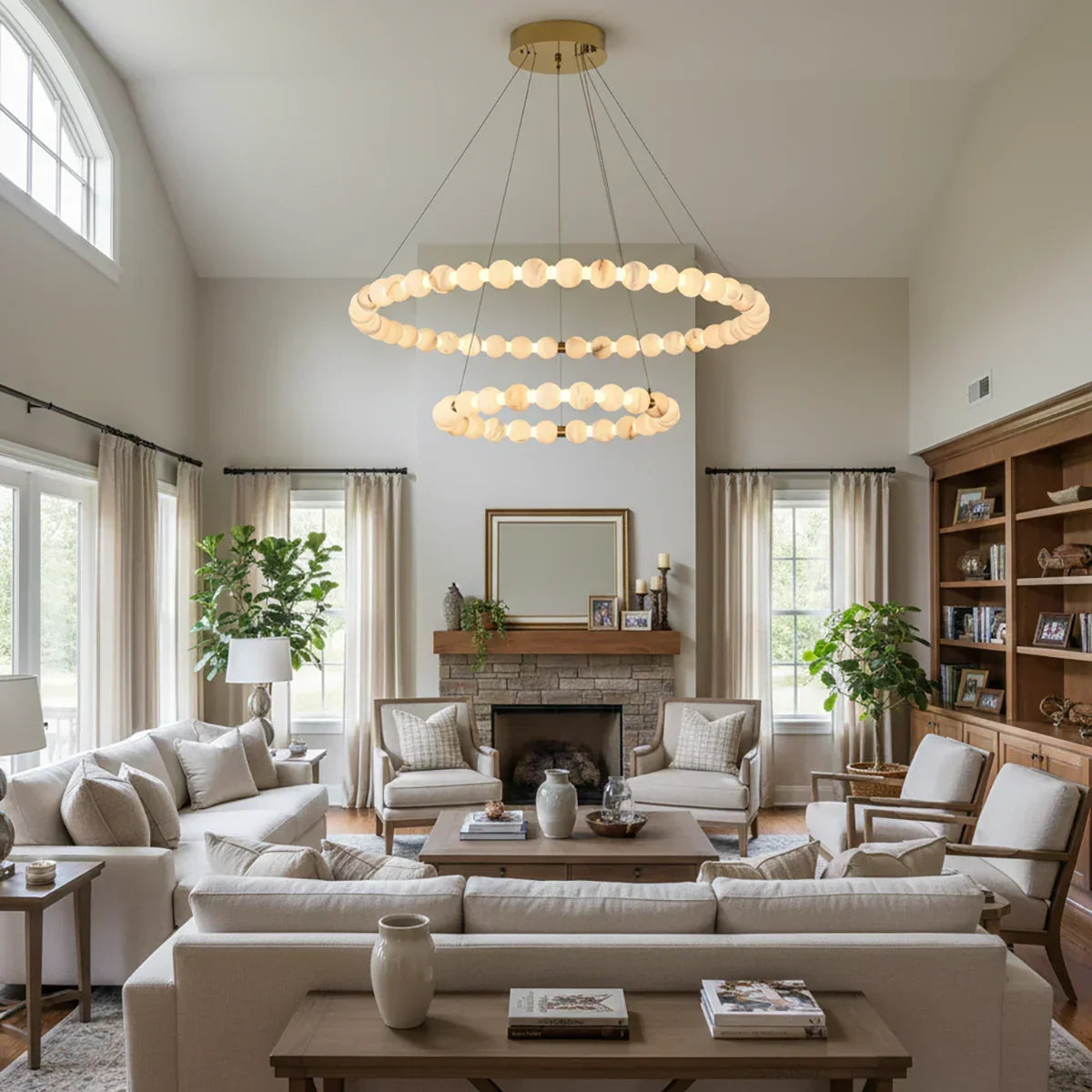 Pearl Alabaster Necklace Round Chandelier – Alabaster detail 10