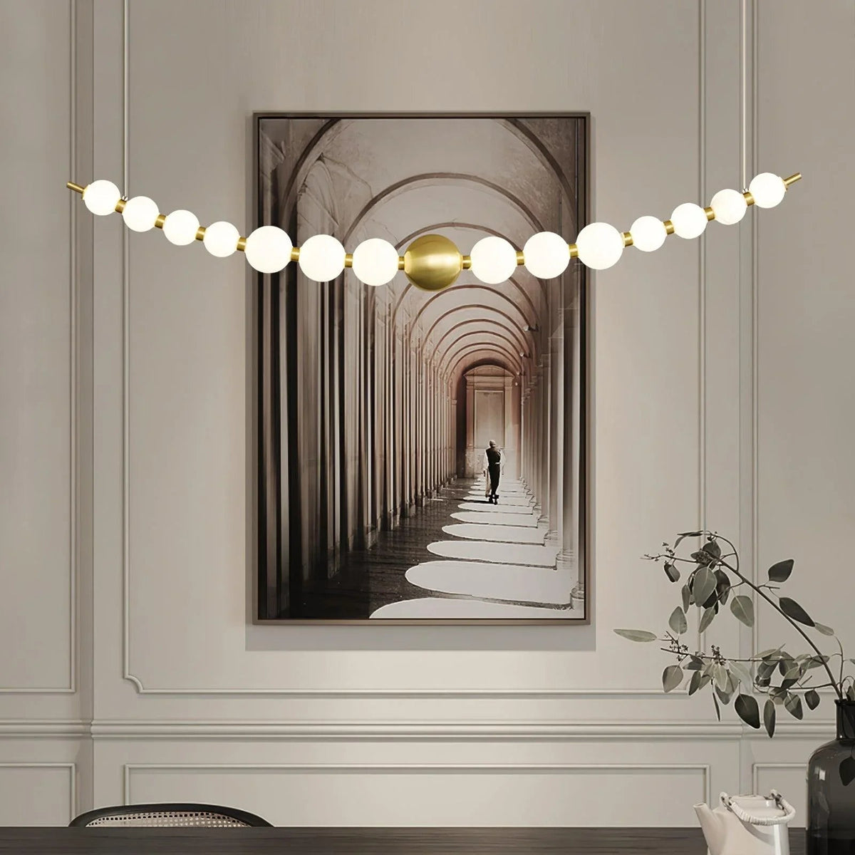 Pearl Chain Brass Pendant Lamp – Brass detail 3