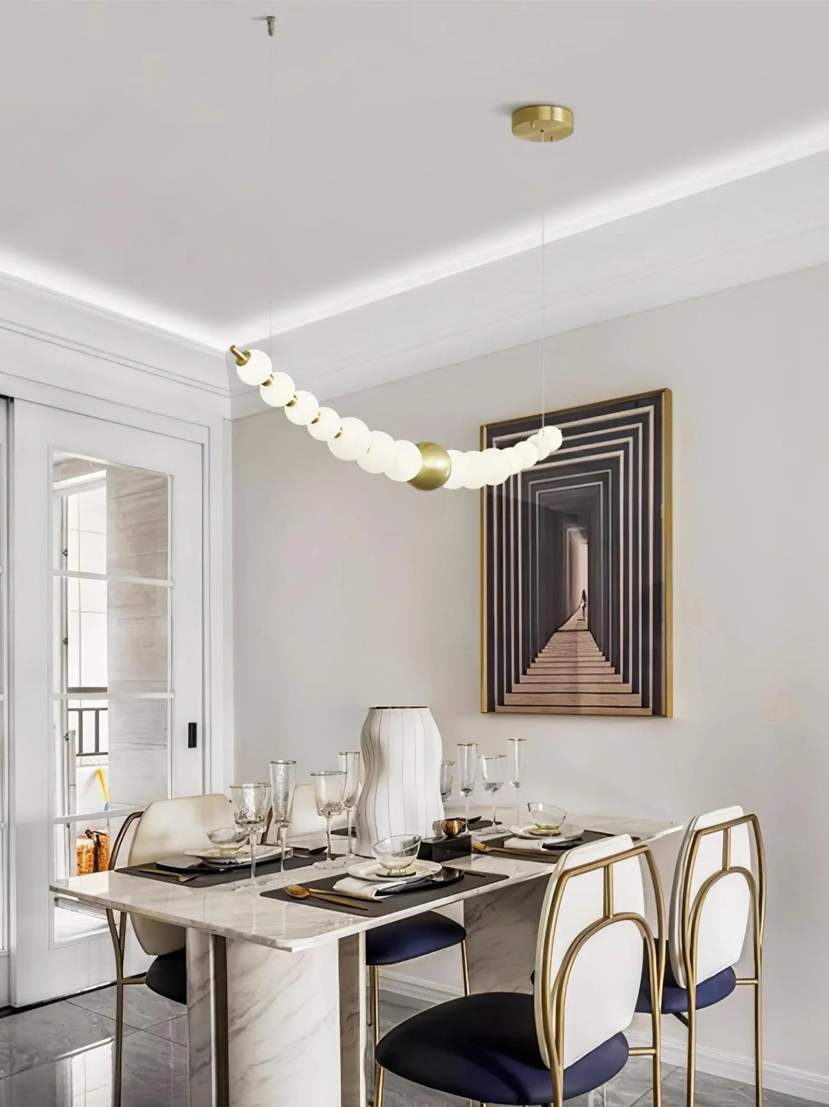 Pearl Chain Brass Pendant Lamp – Brass detail 8