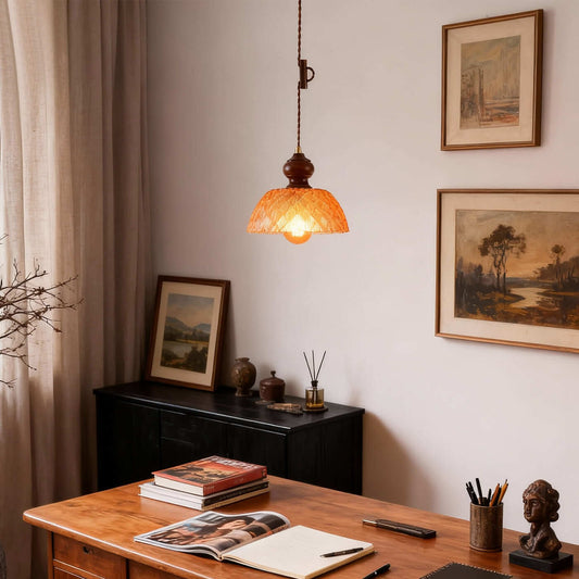 French Retro Art Glass Pendant Light