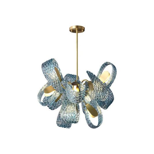 Petal Blue Glass Chandelier