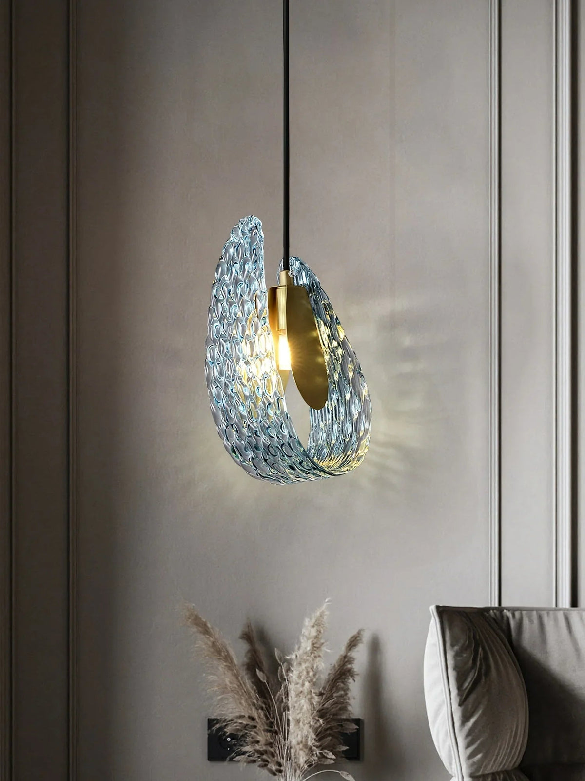 Petal Blue Glass Pendant Light – Glass detail 9