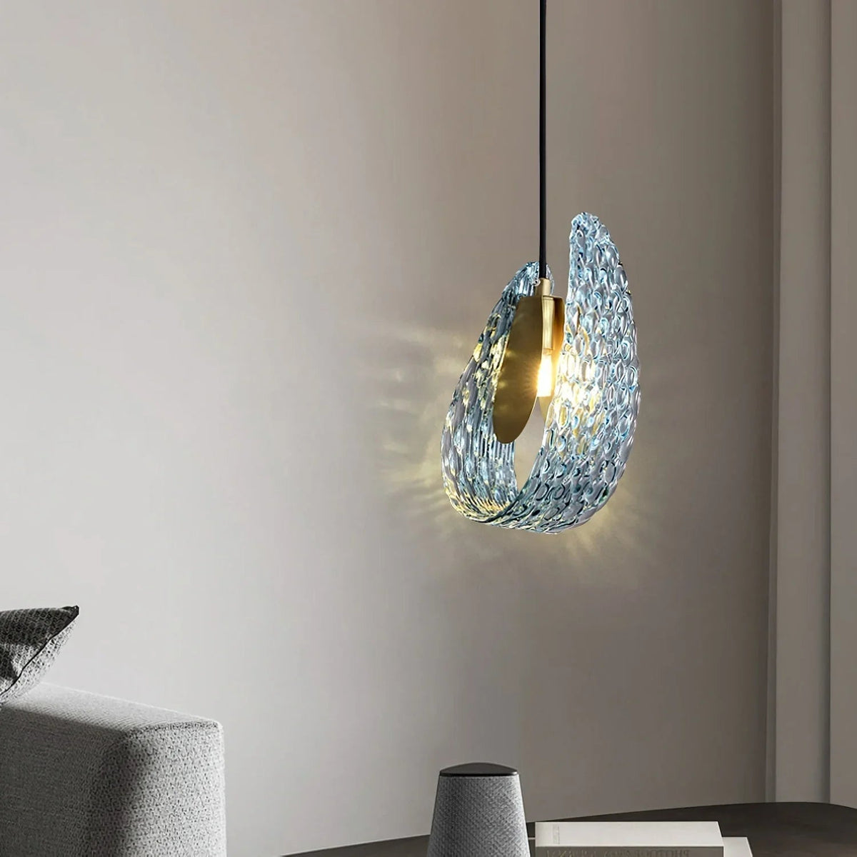 Petal Blue Glass Pendant Light – Glass detail 3