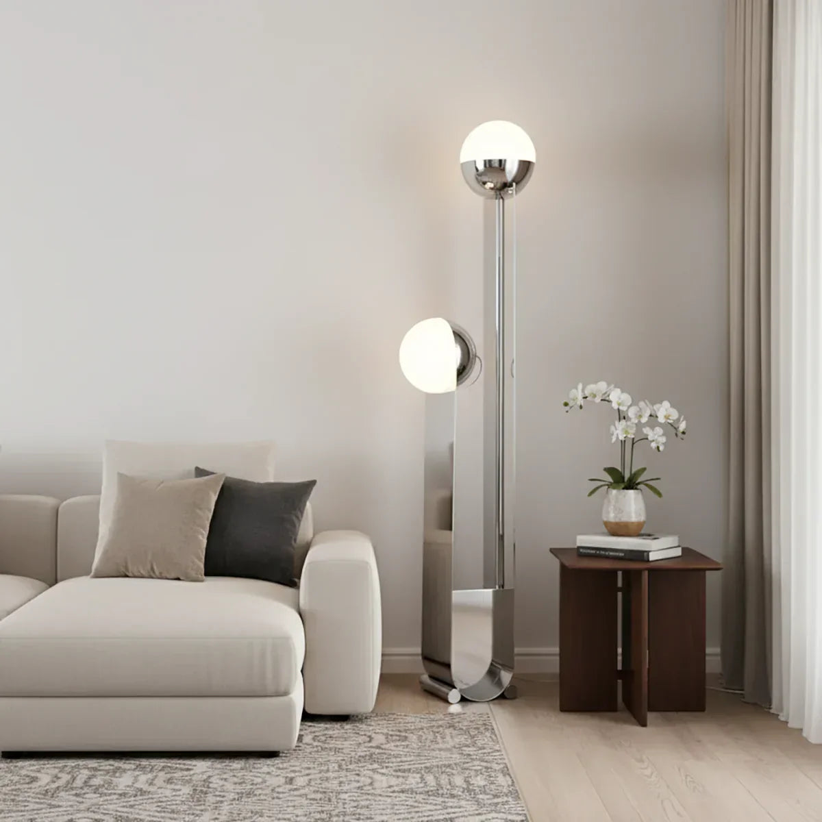 U Shaped Base Double Sphere Steel Floor Lamp – Steel detail 2