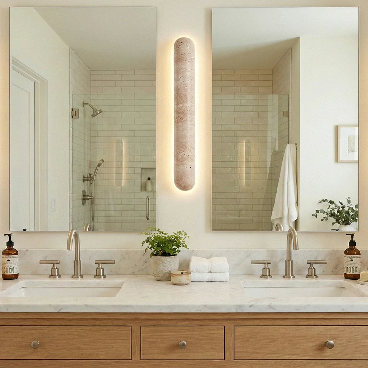 Pills Travertine Liora Wall Sconce – Travertine detail 2