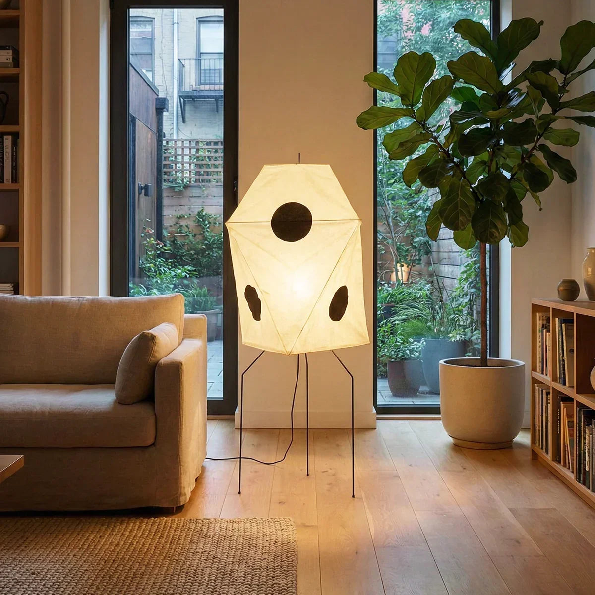 Akari Polyhedral Paper UF3-Q Iron Floor Lamp – Iron detail 2