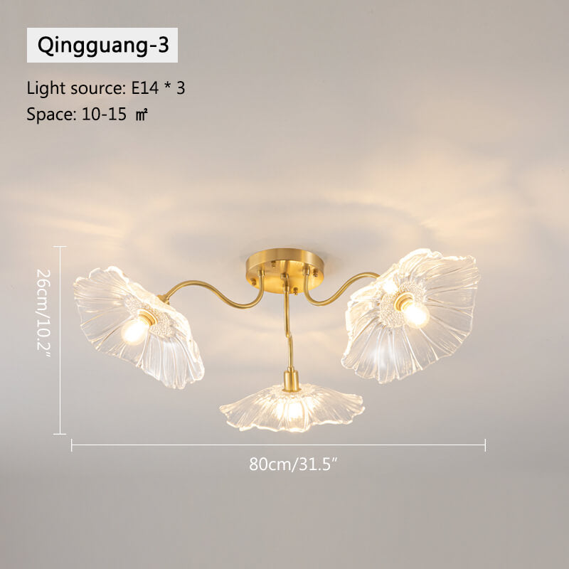 Lotus Leaf Glass Ceiling Lamp for Living Room – Glass detail 9