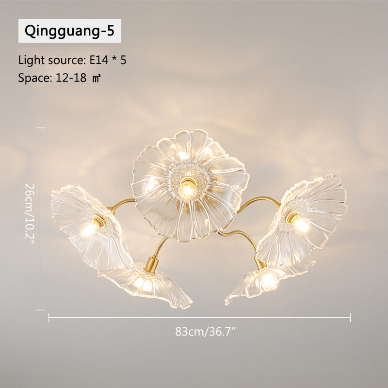 Lotus Leaf Glass Ceiling Lamp for Living Room – Glass detail 7
