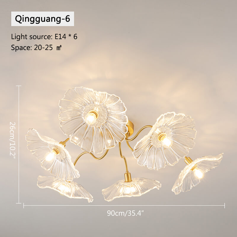 Lotus Leaf Glass Ceiling Lamp for Living Room – Glass detail 3
