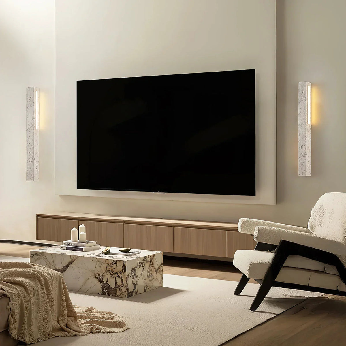 Rectangle Fini Travertine Wall Lamp – Travertine detail 3
