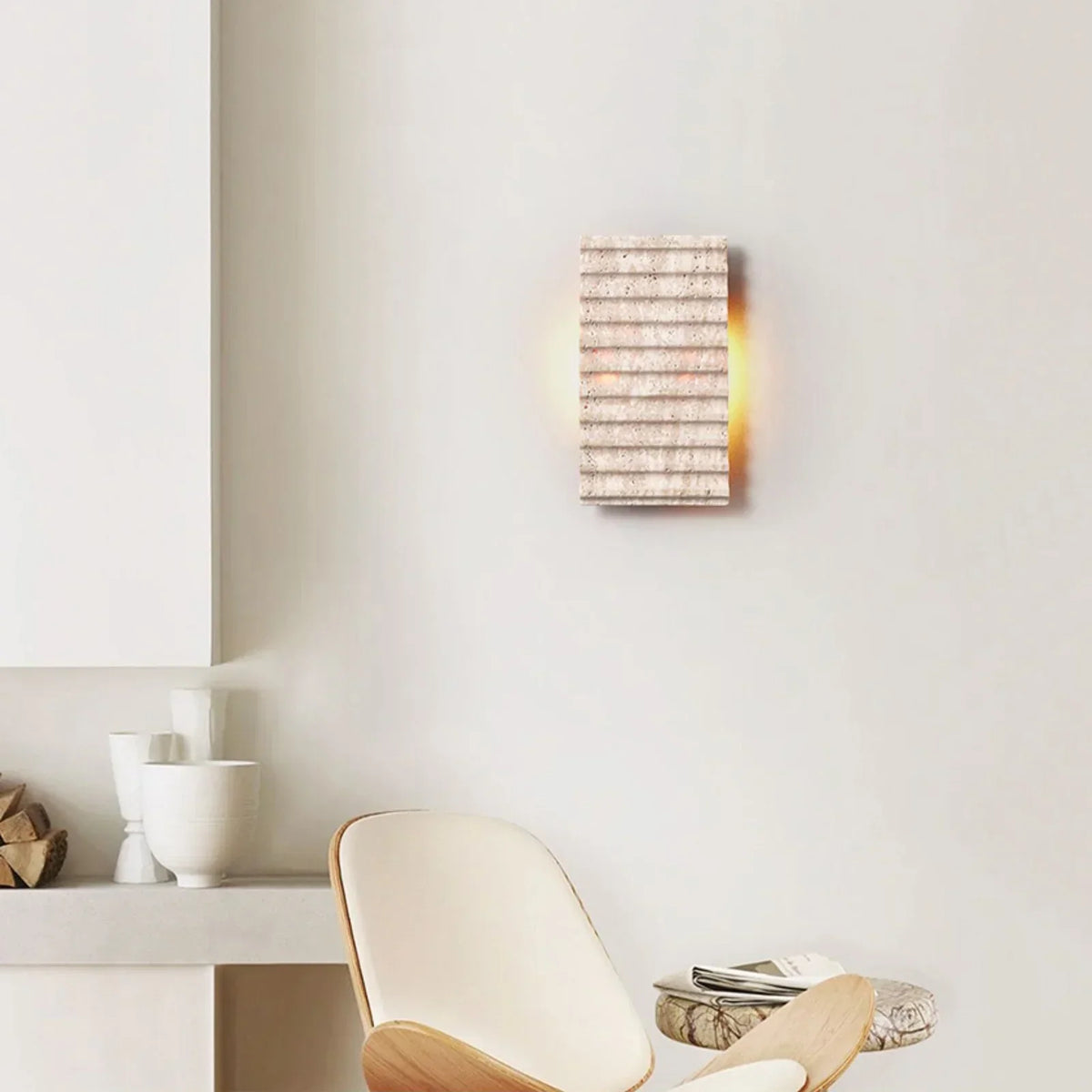 Rectangle Grille Travertine Wall Lamp – Travertine detail 5