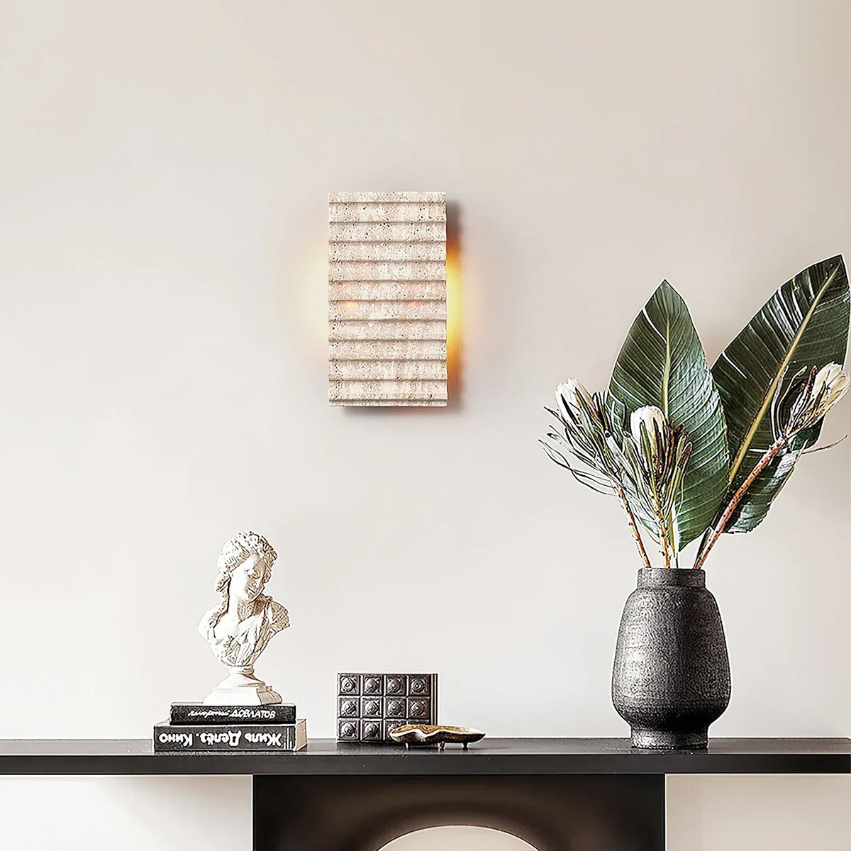 Rectangle Grille Travertine Wall Lamp – Travertine detail 2