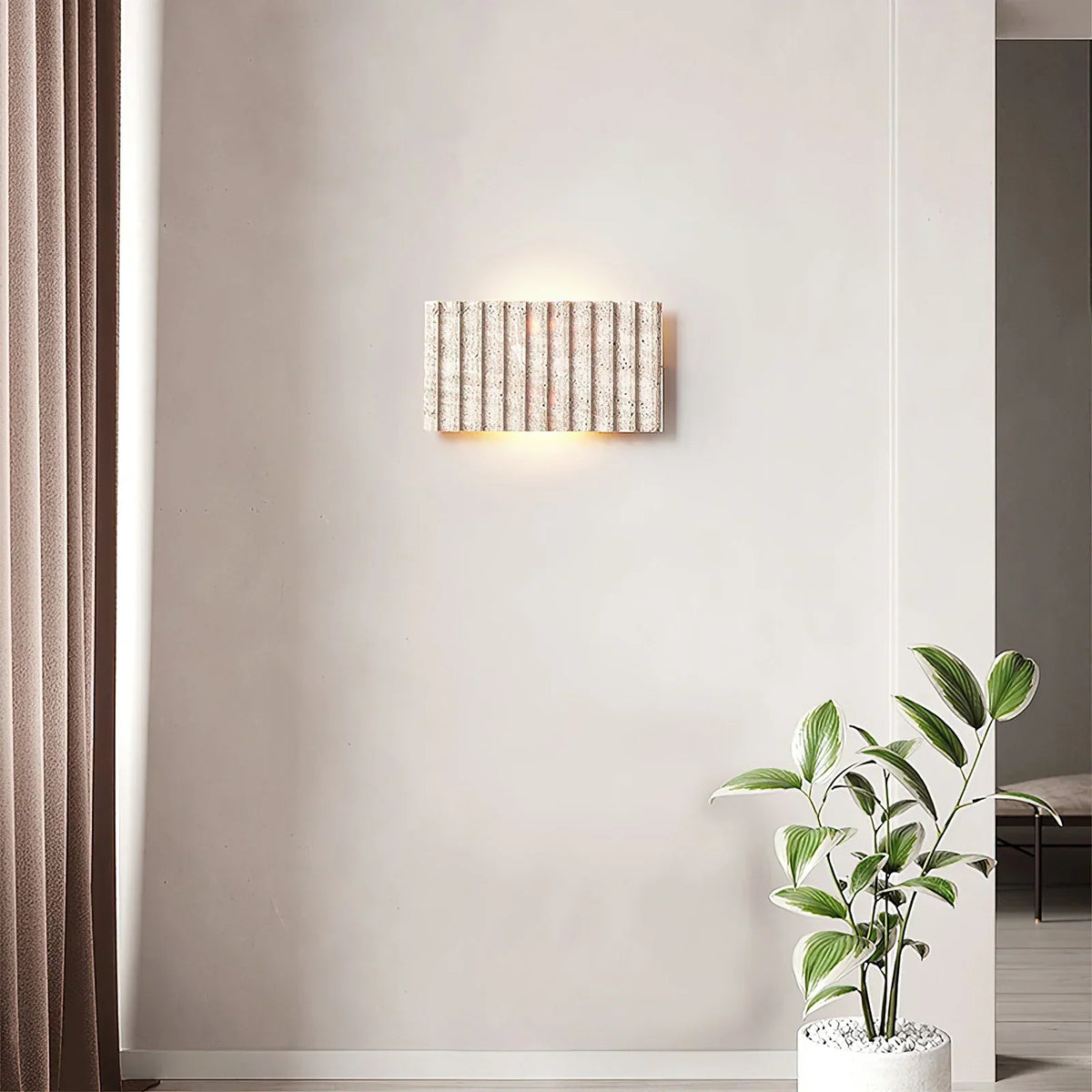Rectangle Grille Travertine Wall Lamp – Travertine detail 4