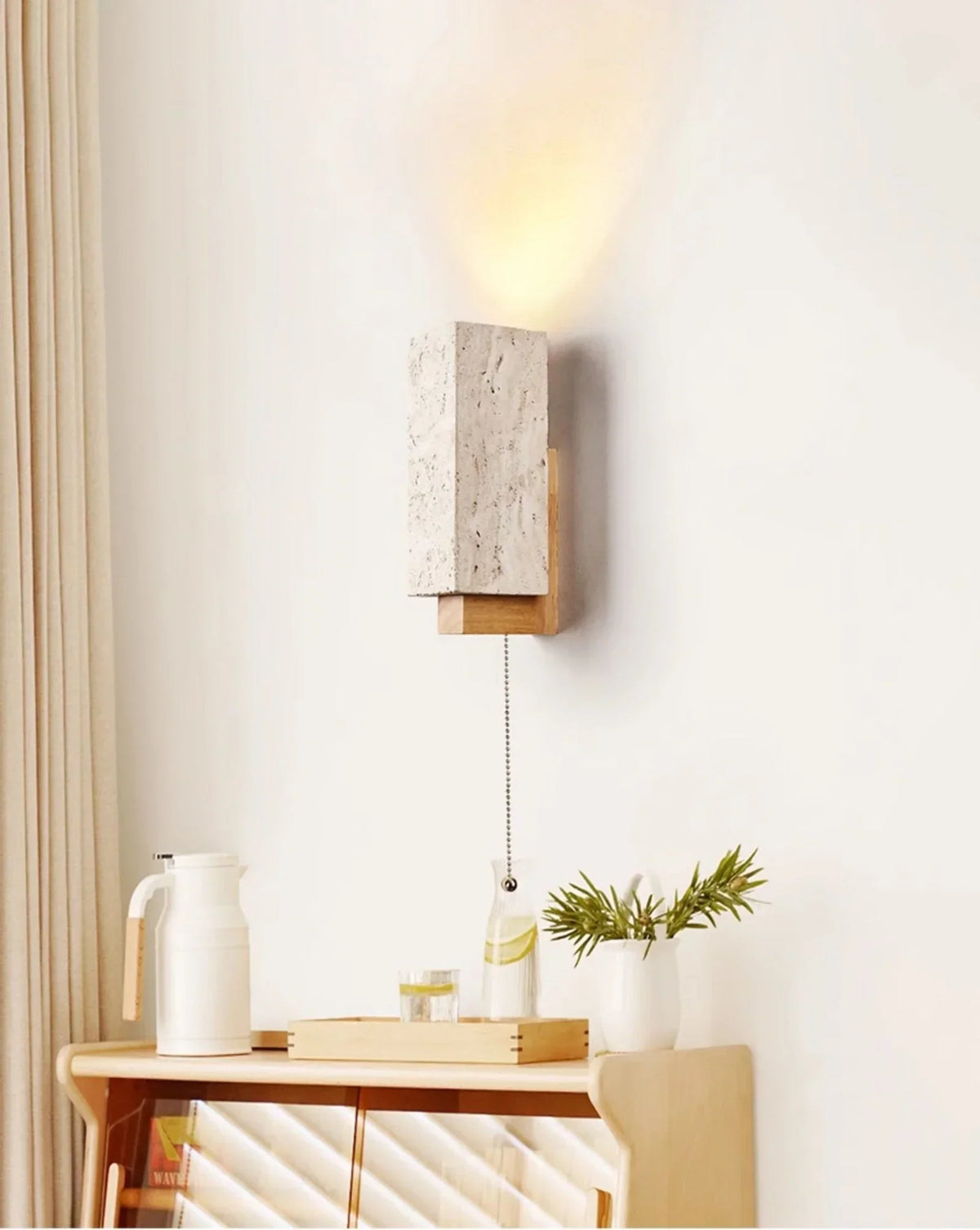 Rectangle Travertine Terra Form Wall Sconce – Travertine detail 7