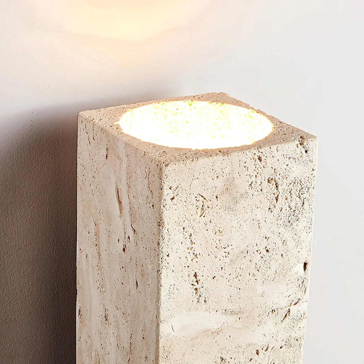 Rectangle Travertine Terra Form Wall Sconce – Travertine detail 10