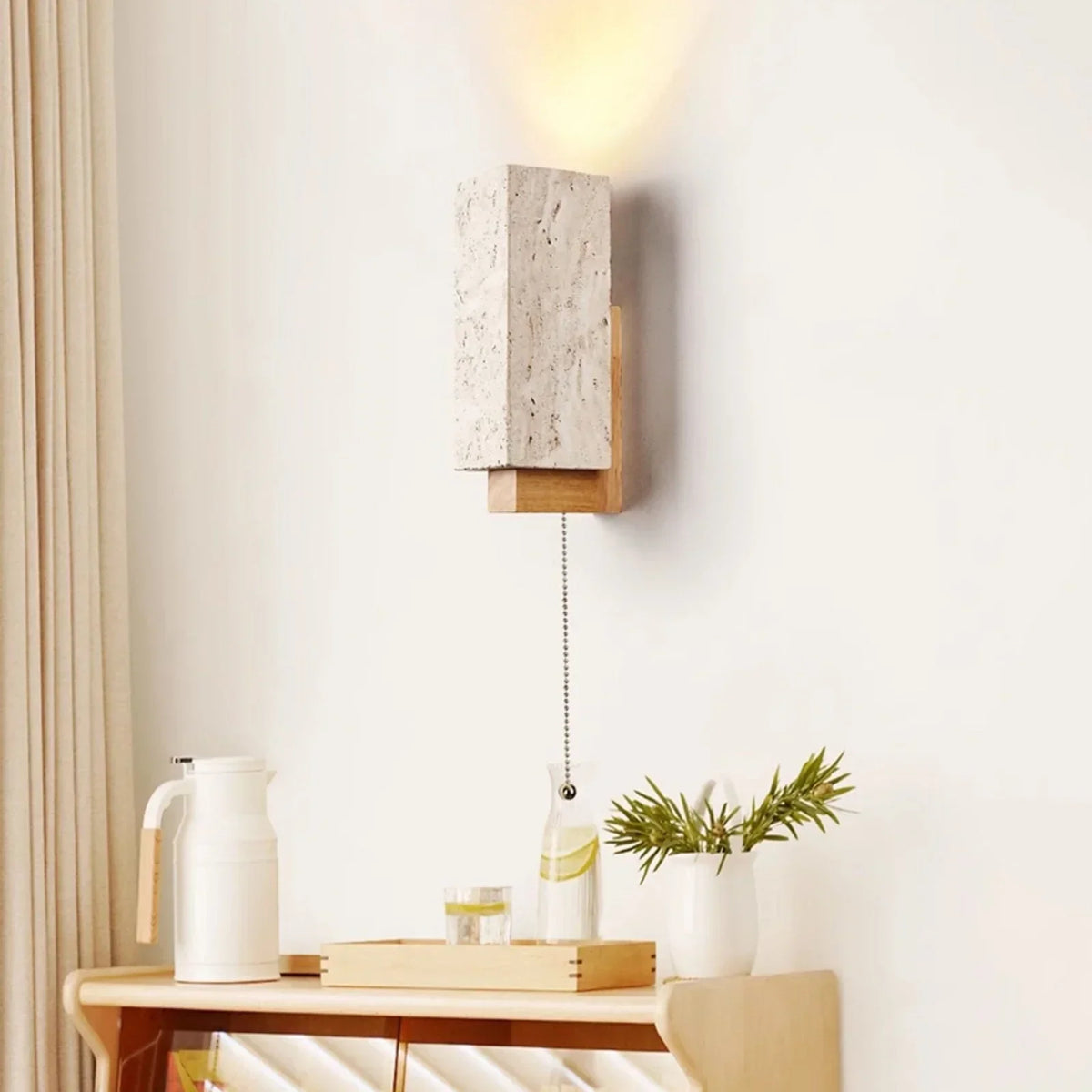 Rectangle Travertine Terra Form Wall Sconce – Travertine detail 3