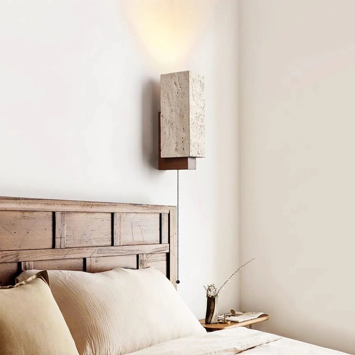 Rectangle Travertine Terra Form Wall Sconce – Travertine detail 4