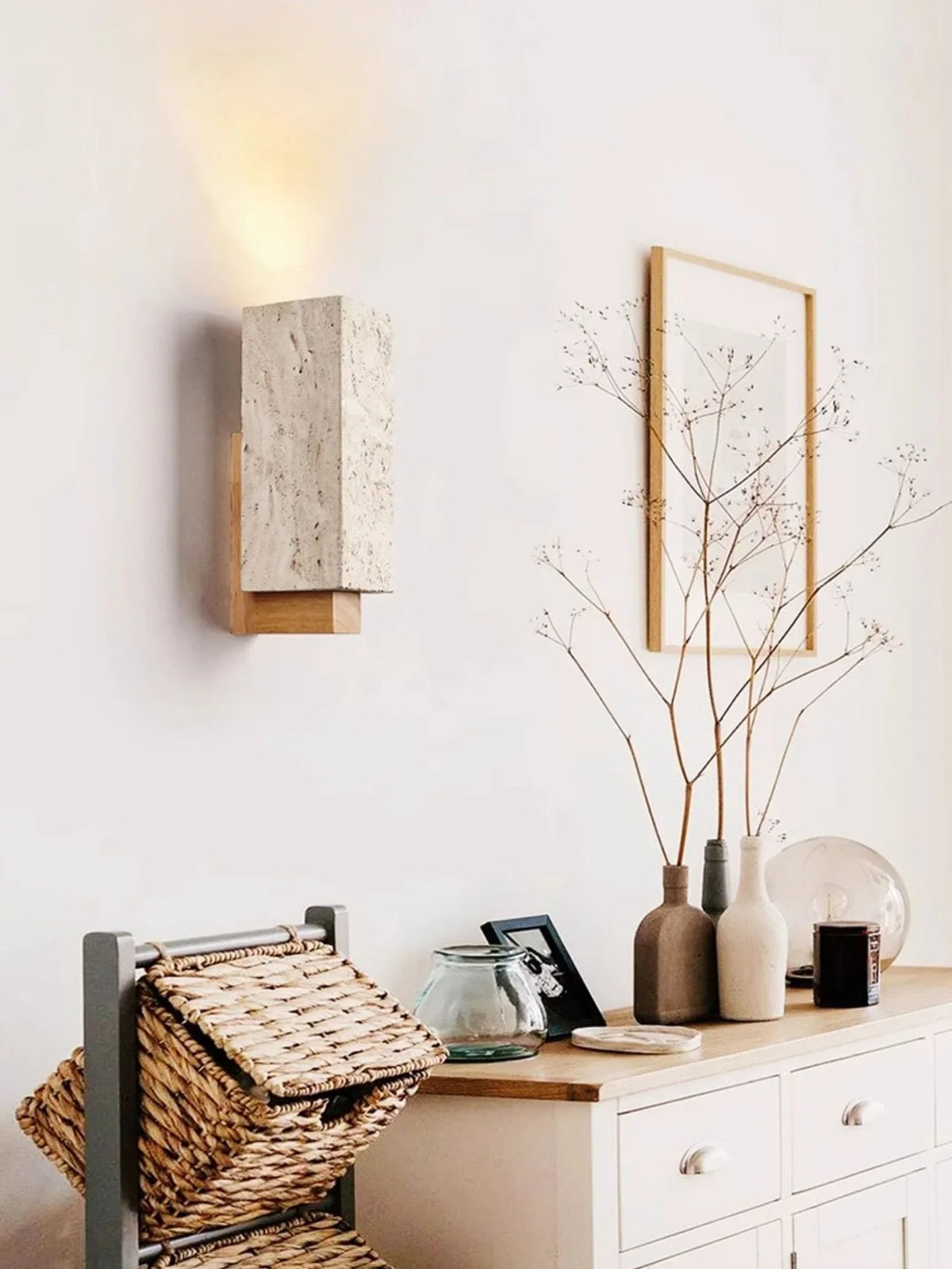 Rectangle Travertine Terra Form Wall Sconce – Travertine detail 9