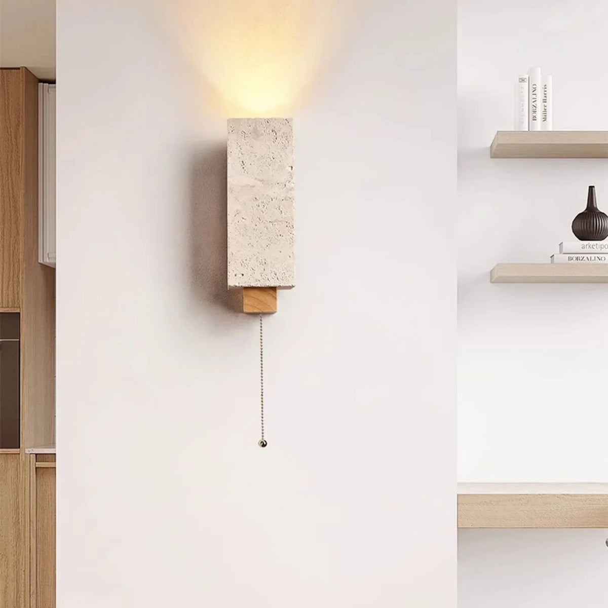 Rectangle Travertine Terra Form Wall Sconce – Travertine detail 5