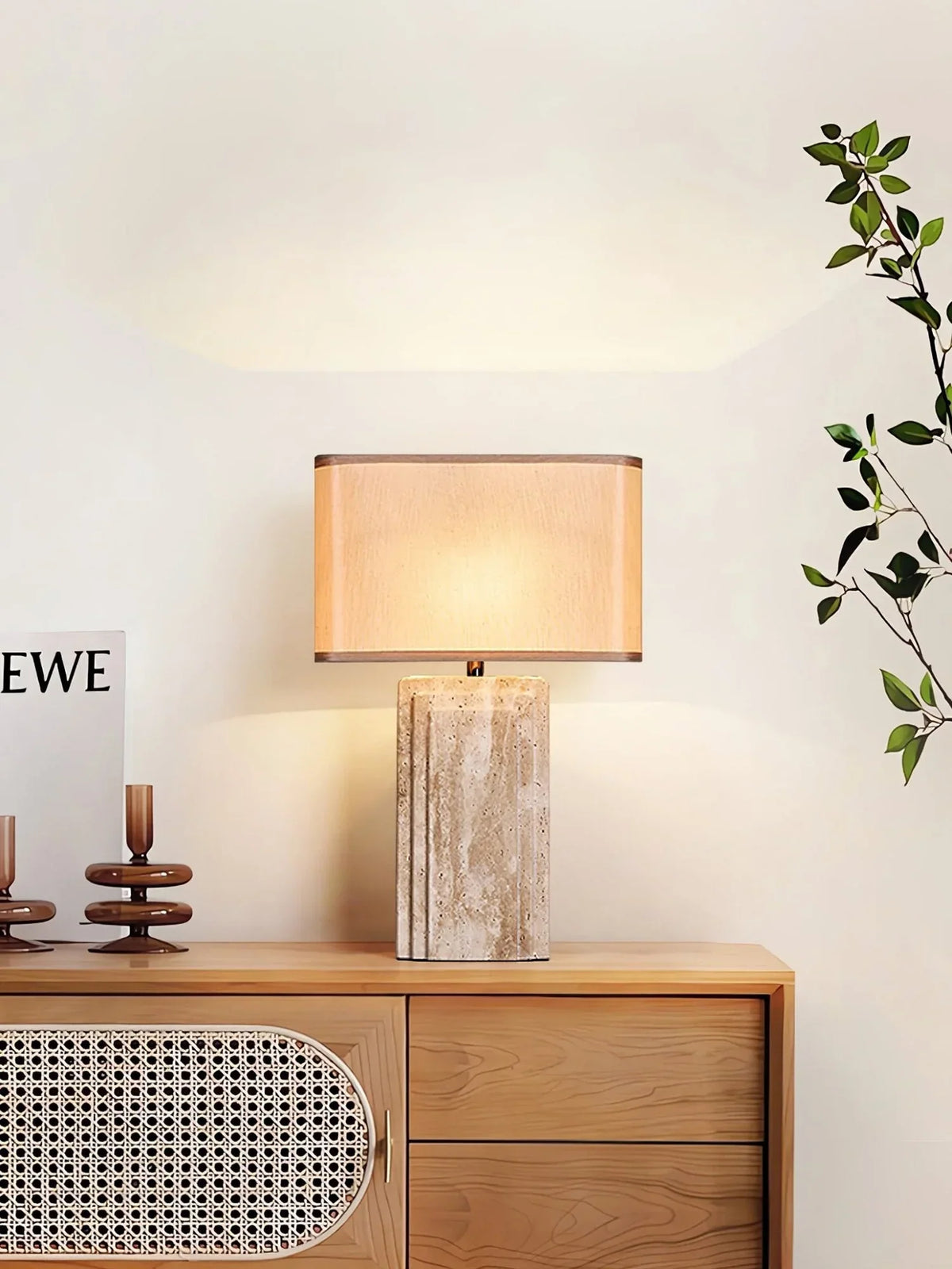 Rectangular Arco Travertine Table Lamp – Travertine detail 5