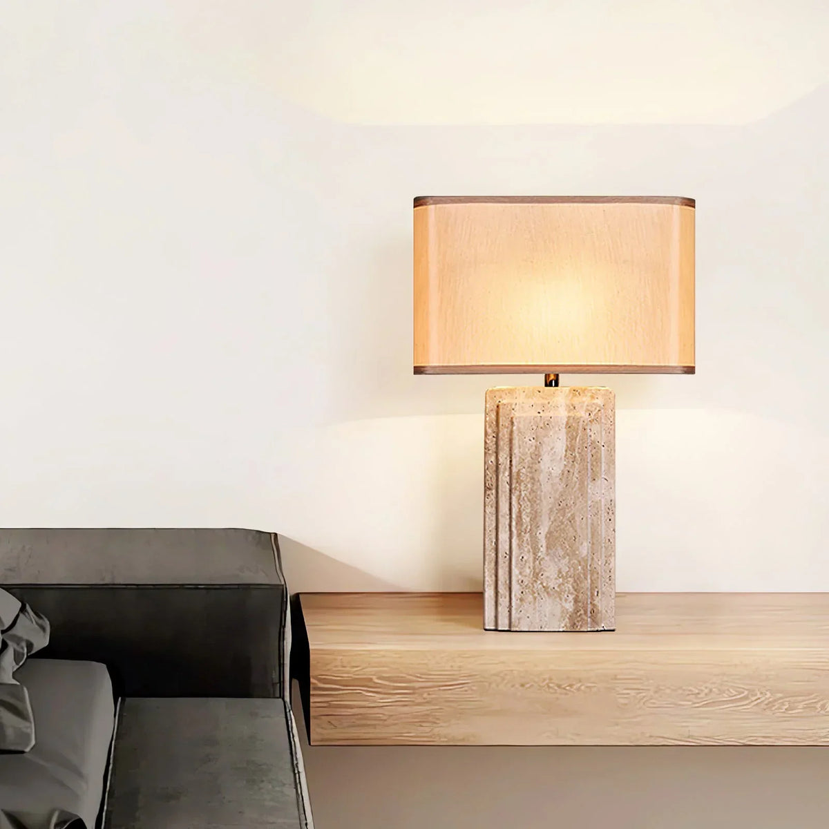 Rectangular Arco Travertine Table Lamp – Travertine detail 4