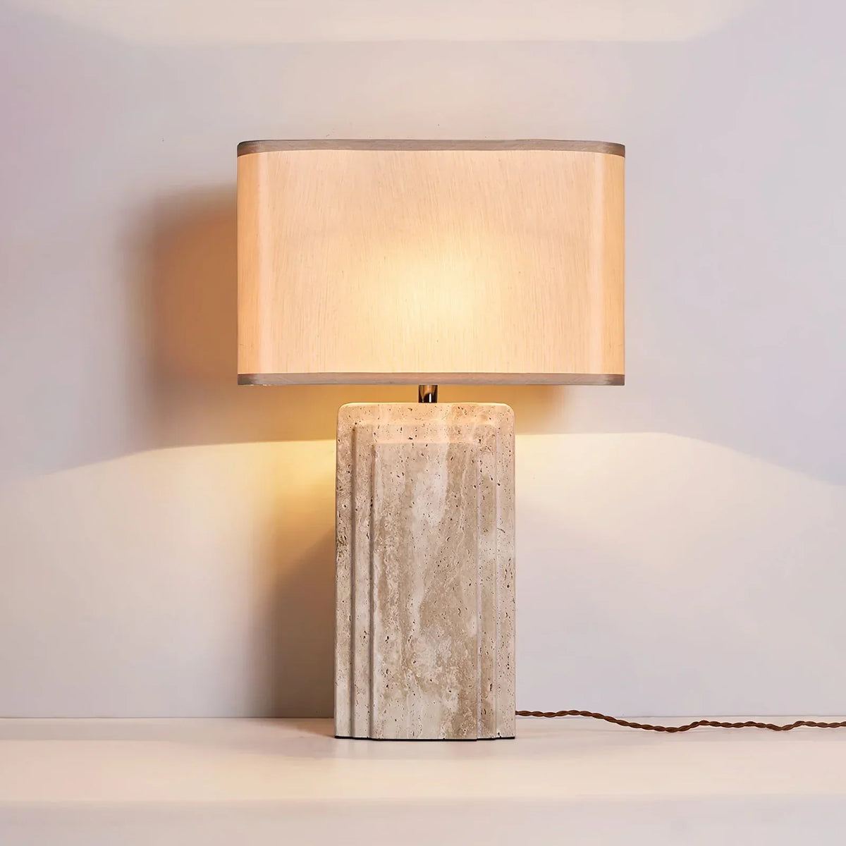 Rectangular Arco Travertine Table Lamp – Travertine detail 9