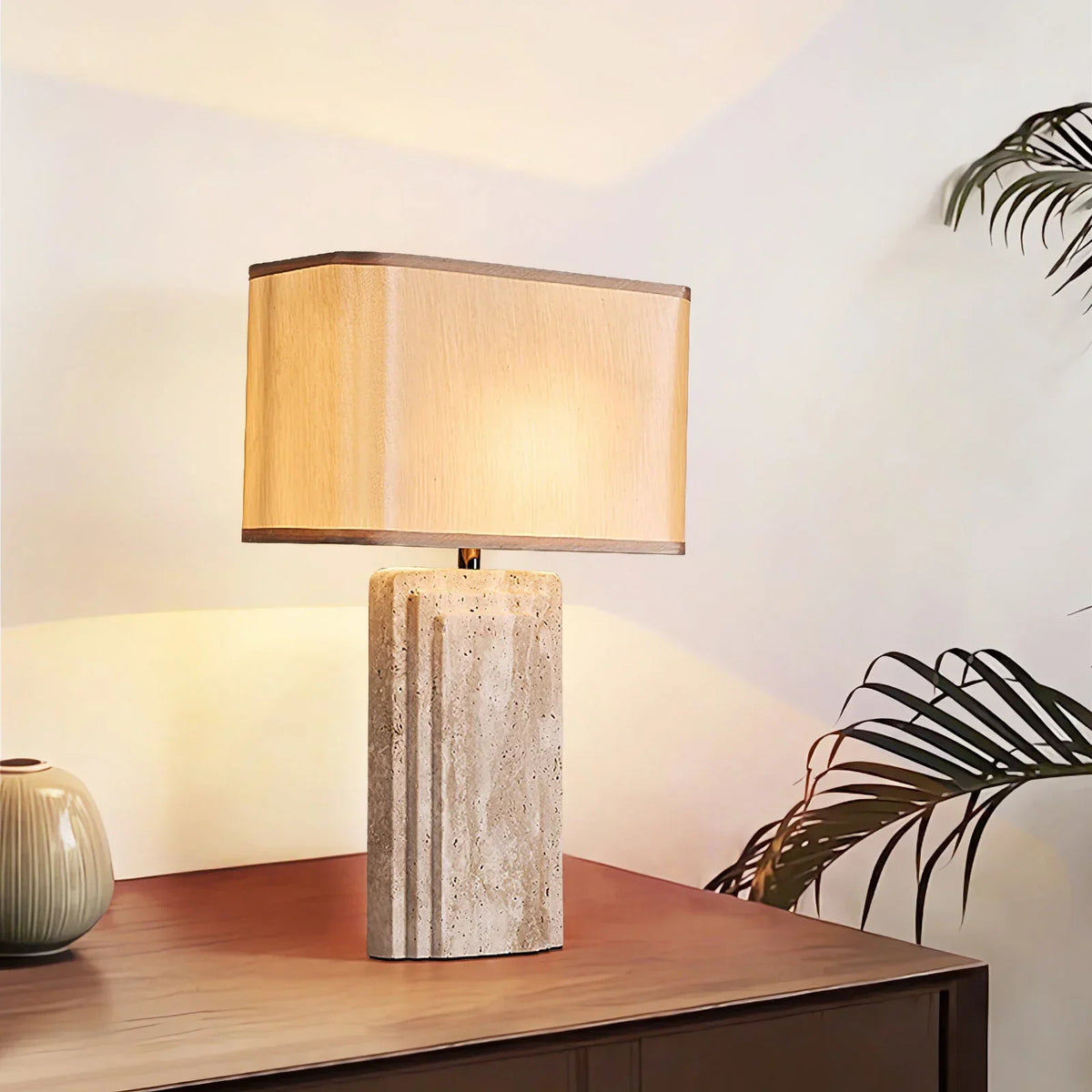 Rectangular Arco Travertine Table Lamp – Travertine detail 3