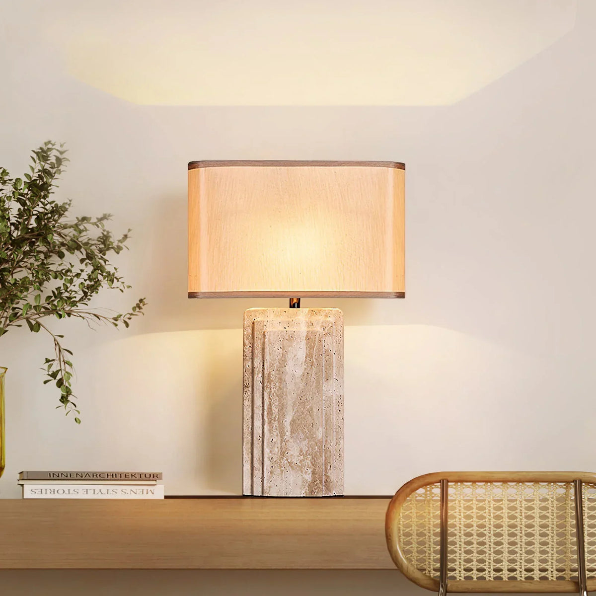 Rectangular Arco Travertine Table Lamp – Travertine detail 2