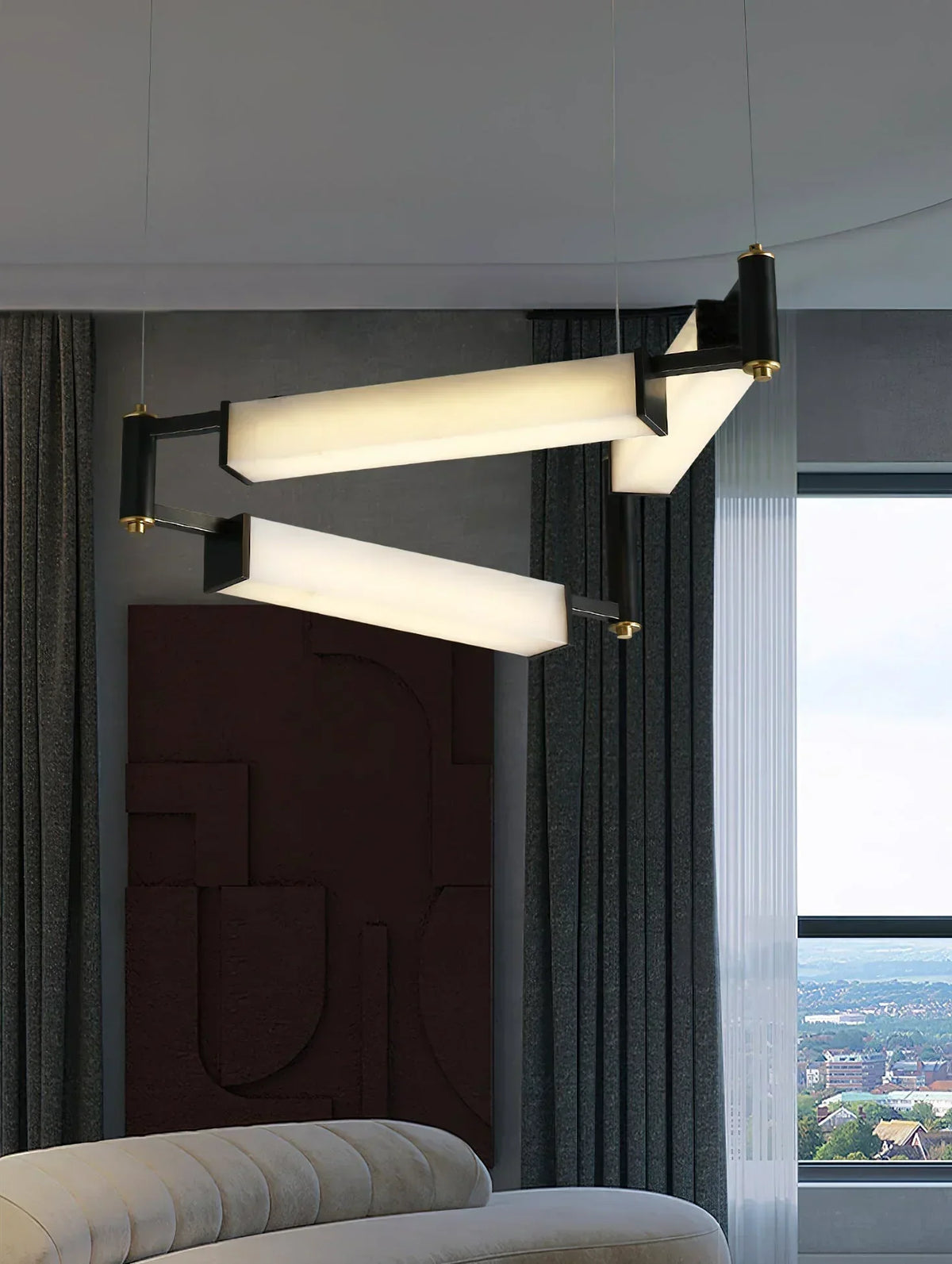 Resident Alabaster Modern Black Chandelier – Alabaster detail 4