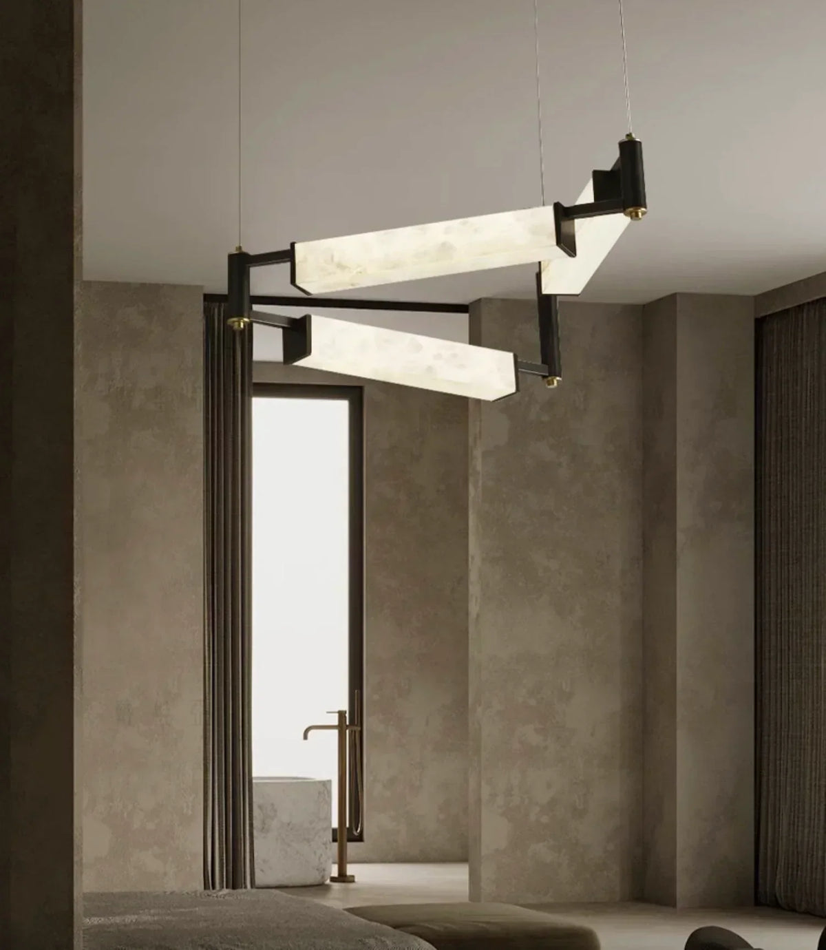 Resident Alabaster Modern Black Chandelier – Alabaster detail 6