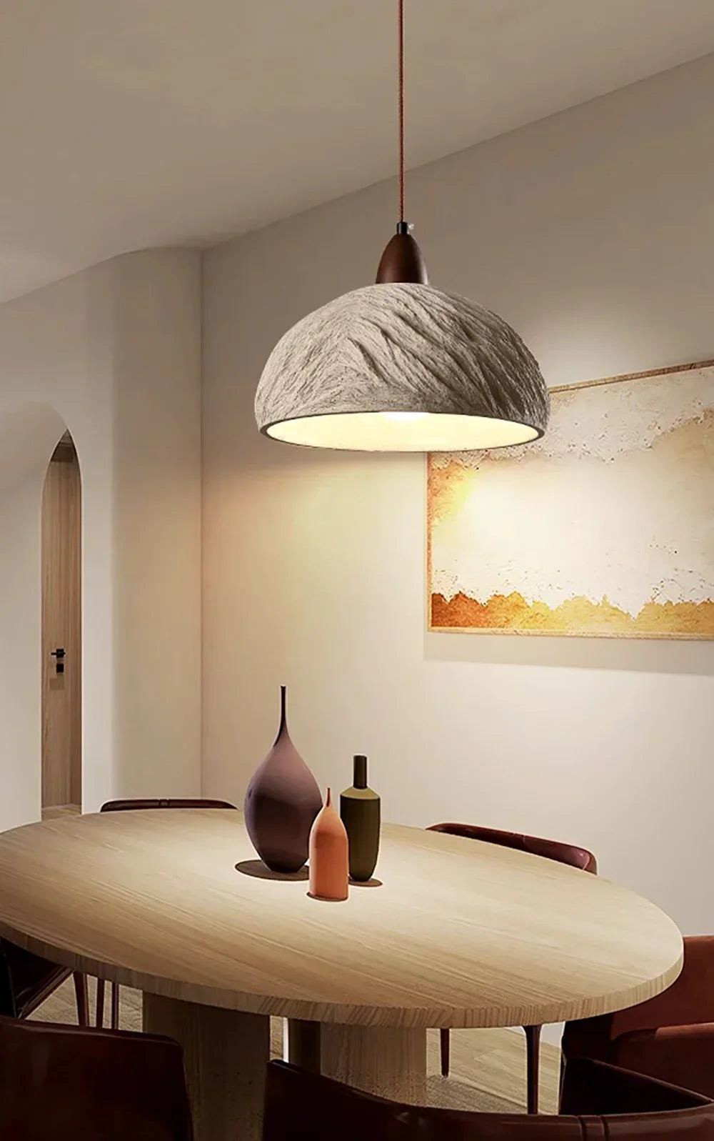 Retro Cement Round Wood Pendant Lamp – Wood detail 8