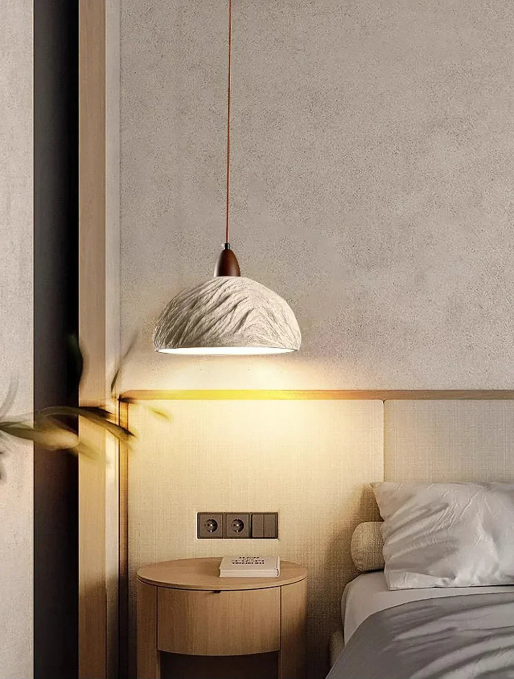 Retro Cement Round Wood Pendant Lamp – Wood detail 10