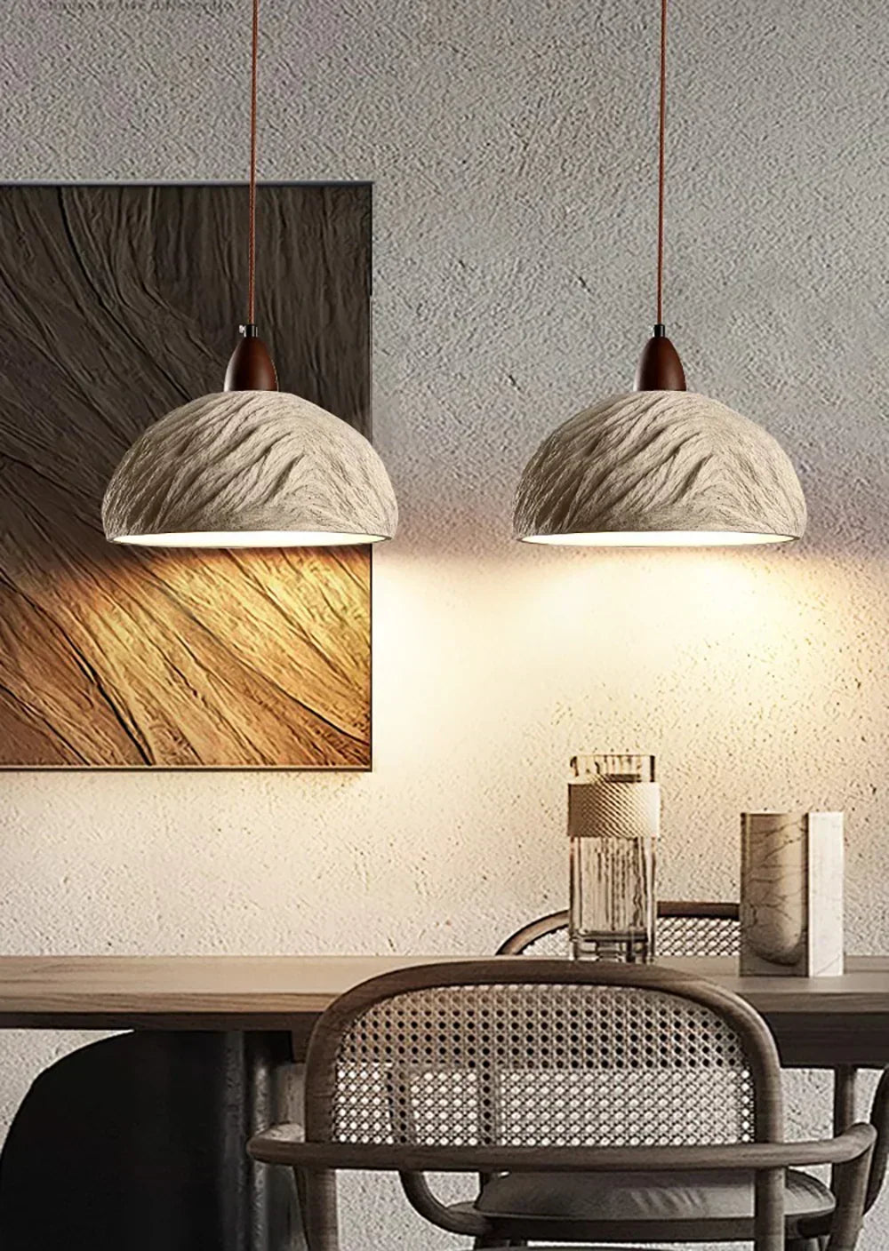 Retro Cement Round Wood Pendant Lamp – Wood detail 11