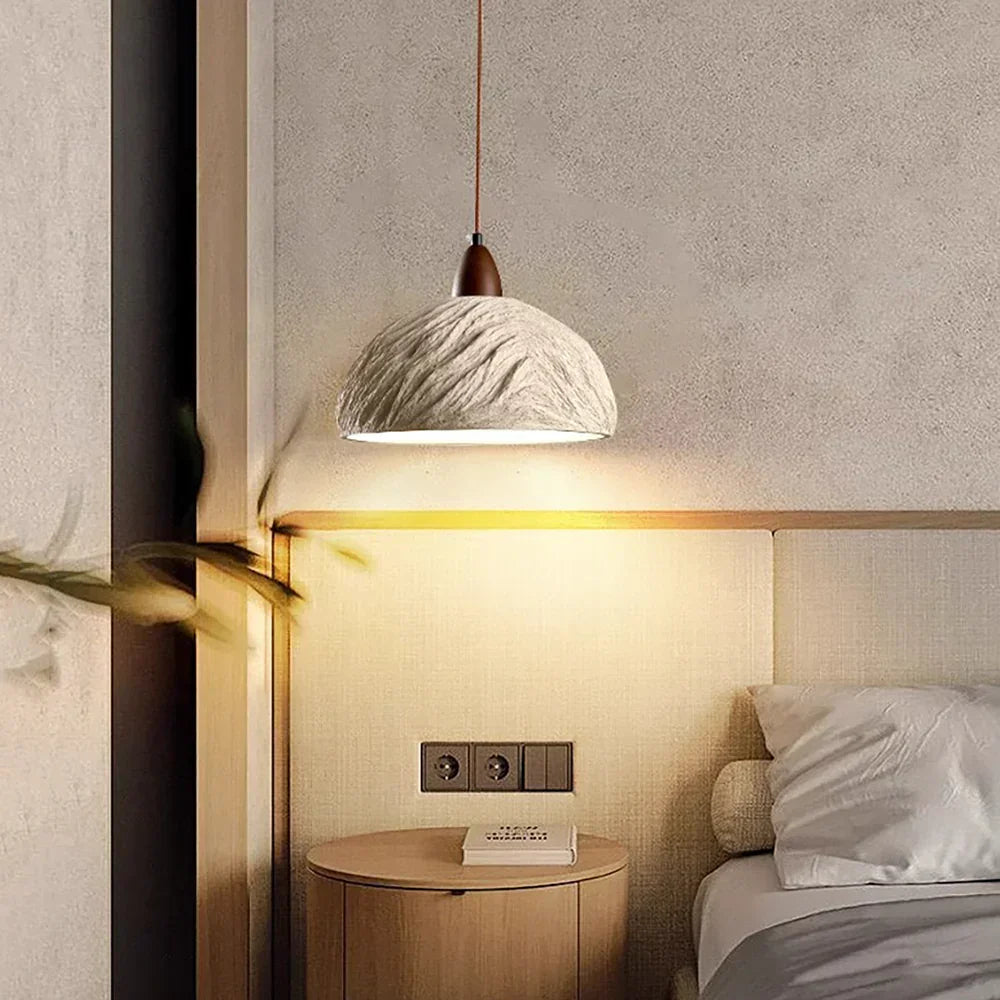 Retro Cement Round Wood Pendant Lamp – Wood detail 2