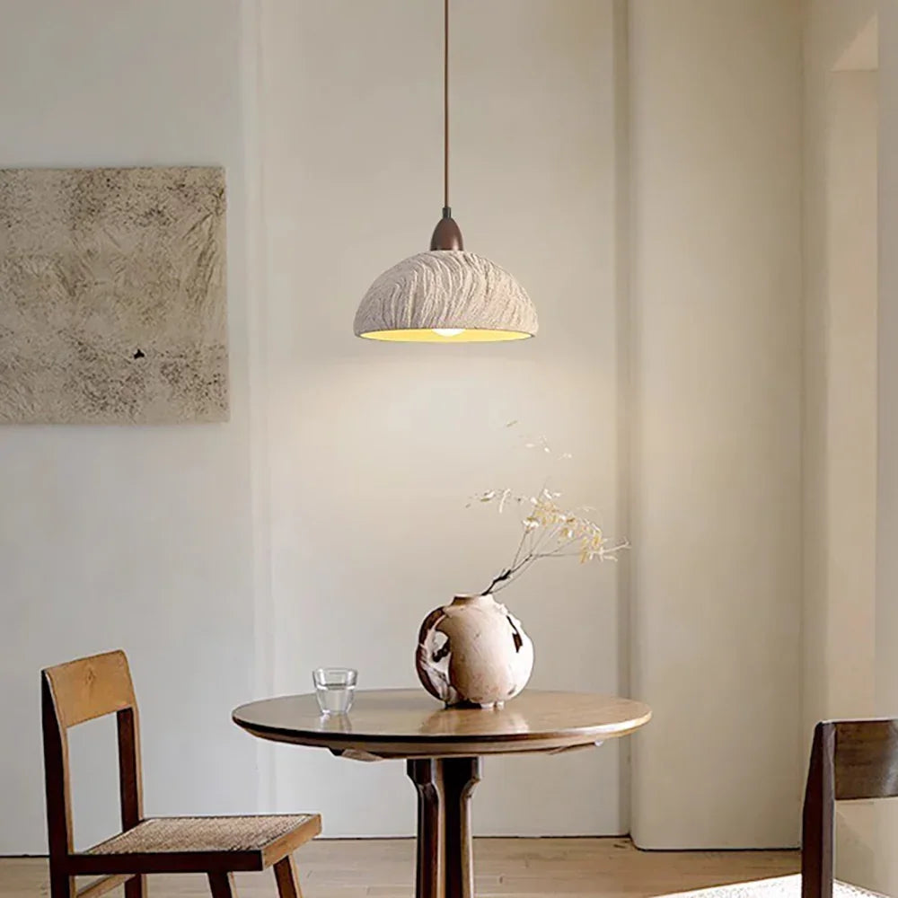 Retro Cement Round Wood Pendant Lamp – Wood detail 3
