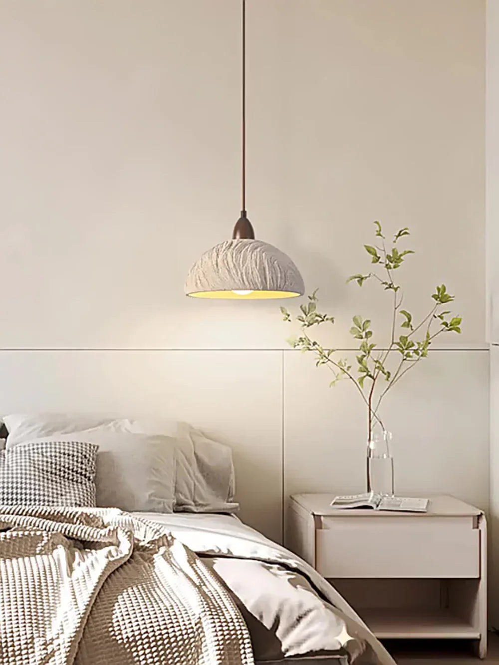Retro Cement Round Wood Pendant Lamp – Wood detail 9