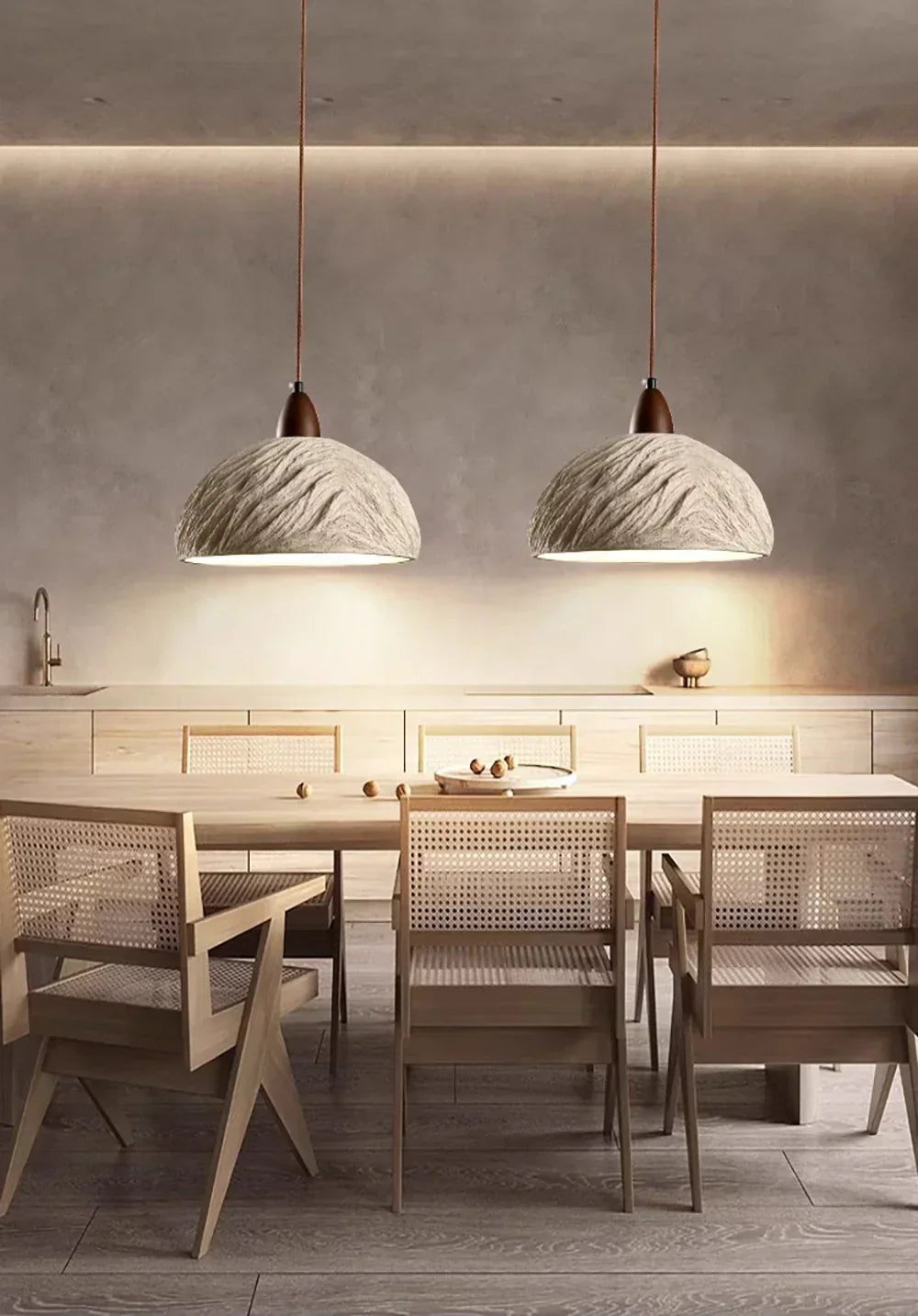 Retro Cement Round Wood Pendant Lamp – Wood detail 12