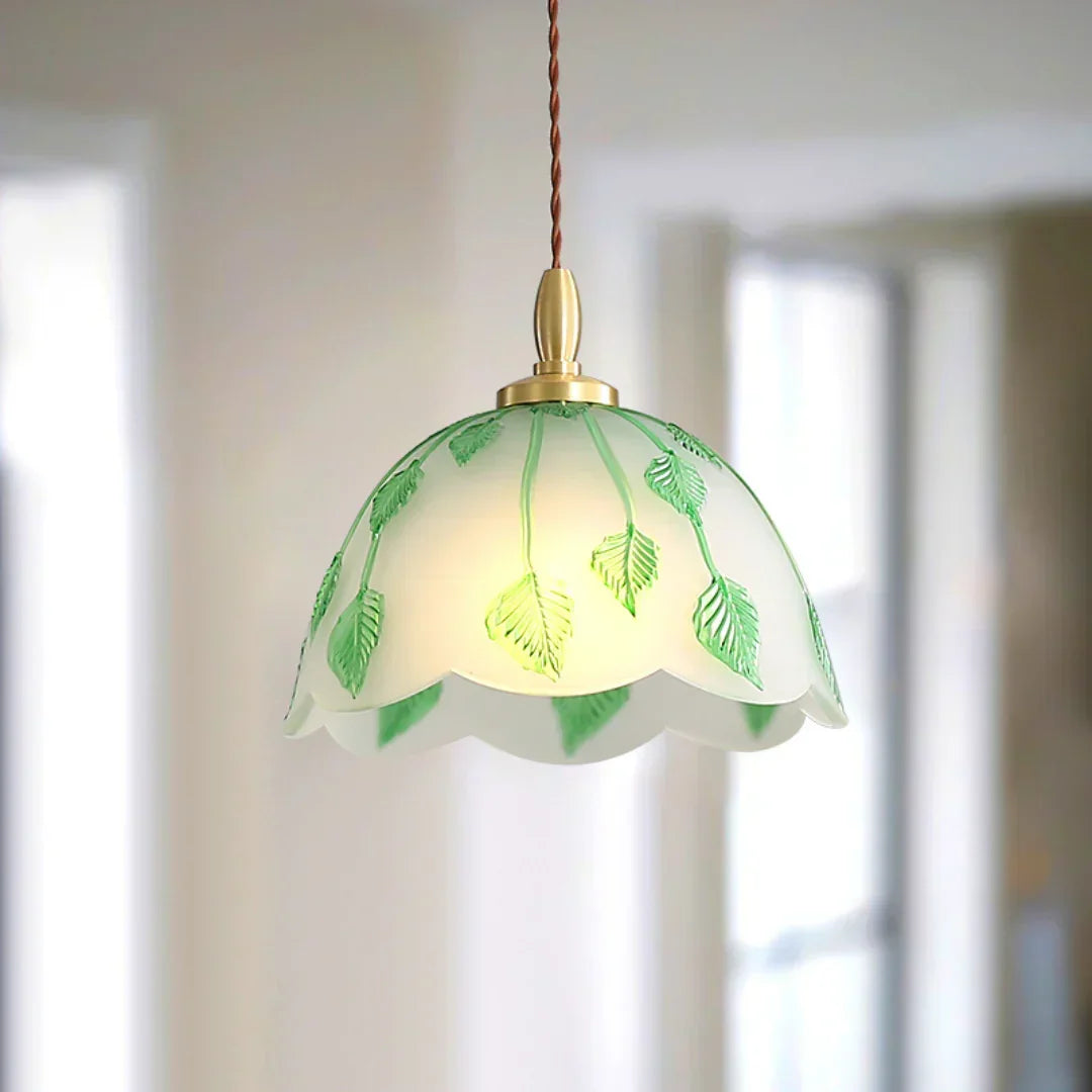 Retro Round Leaf Glass Pendant Lamp – Glass detail 11