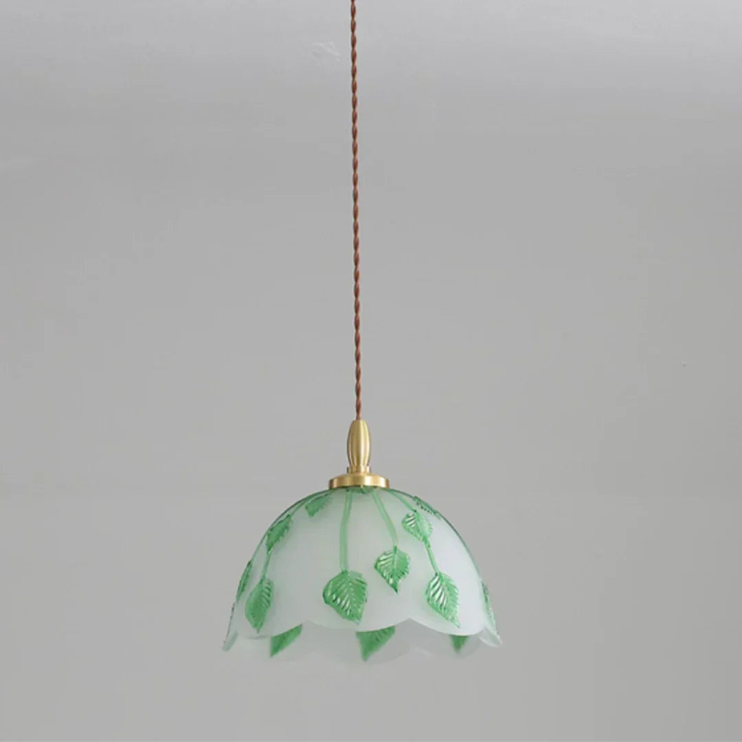Retro Round Leaf Glass Pendant Lamp – Glass detail 19