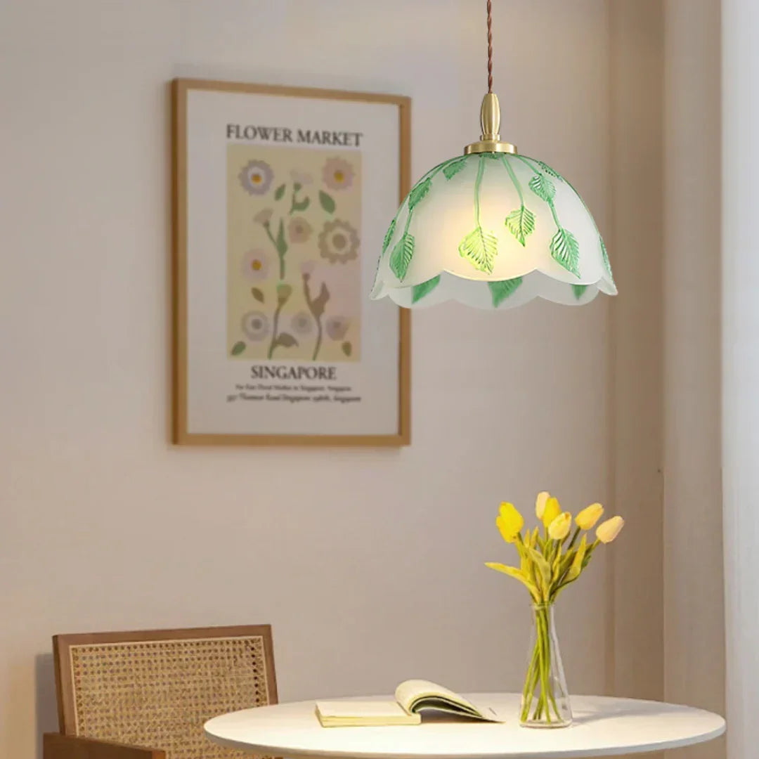 Retro Round Leaf Glass Pendant Lamp – Glass detail 6