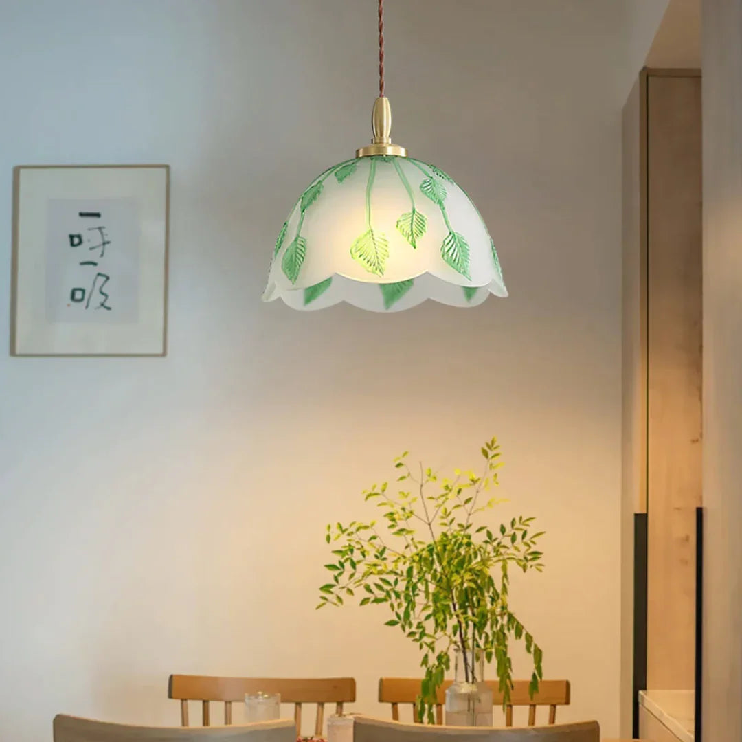 Retro Round Leaf Glass Pendant Lamp – Glass detail 2