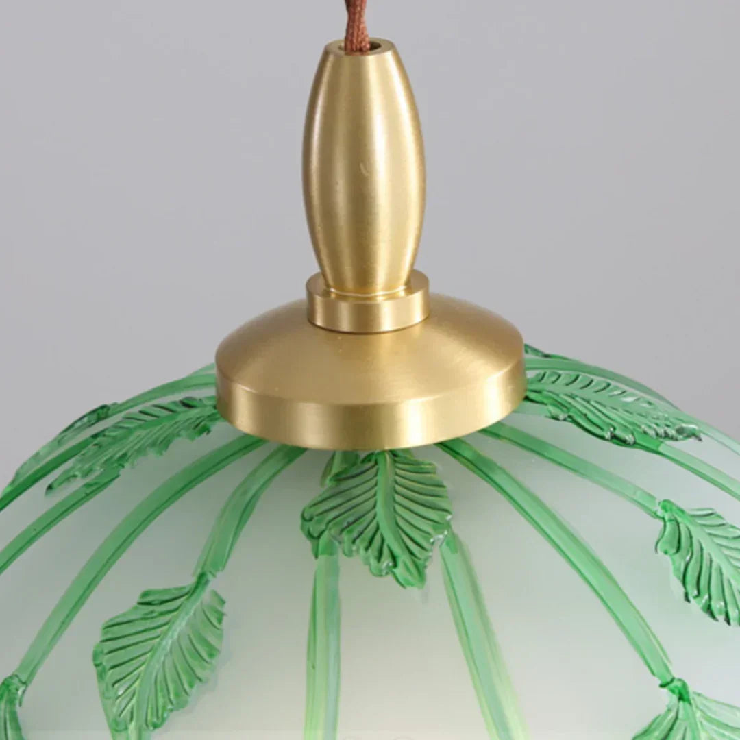 Retro Round Leaf Glass Pendant Lamp – Glass detail 17