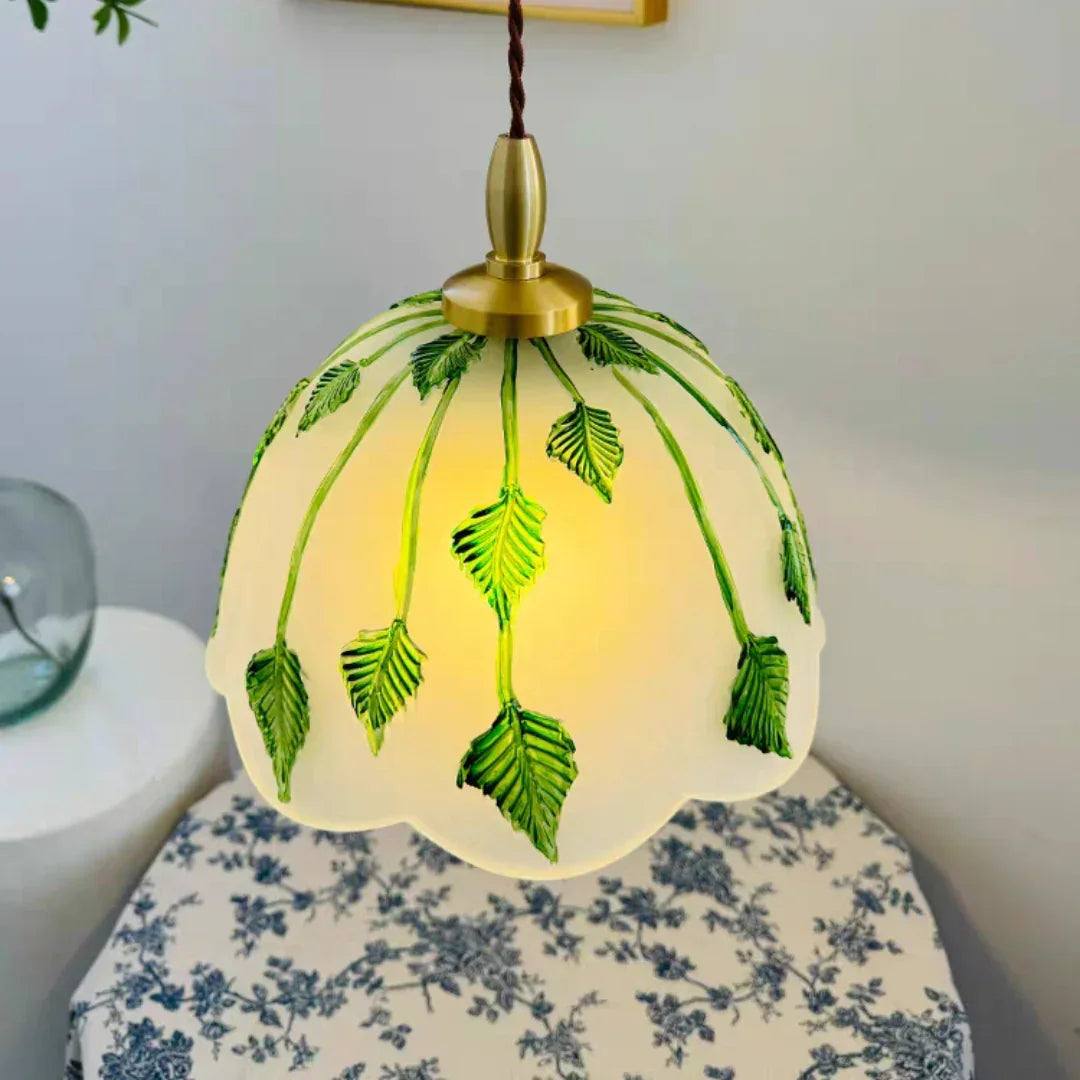 Retro Round Leaf Glass Pendant Lamp – Glass detail 12