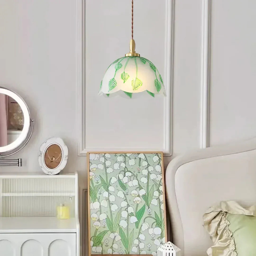 Retro Round Leaf Glass Pendant Lamp – Glass detail 8